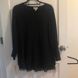 Black Tunic Top with Lace Trim